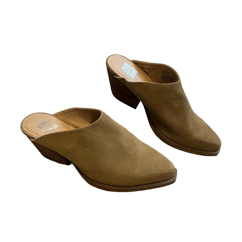 Jane and the Shoe Karissa Tan Suede Mule, Sz 6 - Picture 1 of 14